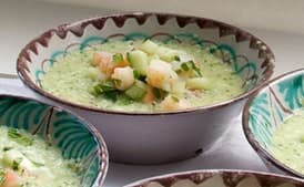 Cucumber Gazpacho with Shrimp and Melon