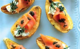 Cumin-Roasted Potatoes with Caviar and Smoked Salmon
