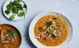 Curried Yellow Split Pea Soup with Spiced Coconut