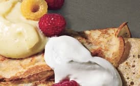 Dessert Pancakes with Custard and Berries
