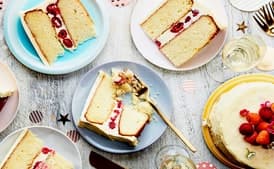 Double-Layer Vanilla-Buttermilk Cake with Raspberries and Orange Cream-Cheese Frosting