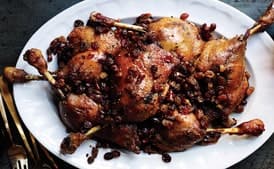 Duck Confit with Spicy Pickled Raisins