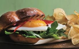 Duck Egg Sandwich with Spinach and Chipotle Cream