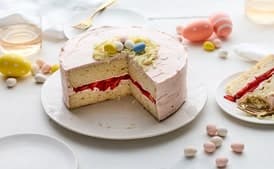 Easter Egg Cake with Strawberry Frosting