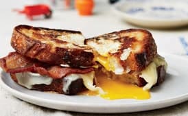 Egg-in-a-Hole Sandwich with Bacon and Cheddar