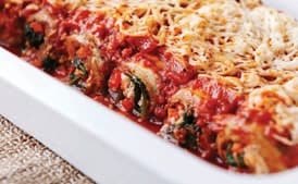 Eggplant Cannelloni with Pine Nut Romesco Sauce