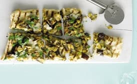 Eggplant, Green Olive, and Provolone Pizza