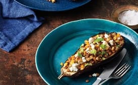 Eggplant with Lentils and Goat Cheese