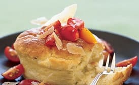 Fallen Grits Souffles with Tomatoes and Goat Cheese