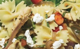 Farfalle with Chicken, Tomatoes, Caramelized Onions, and Goat Cheese
