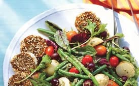 Farmers' Market Salad with Spiced Goat Cheese Rounds