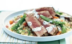 Fennel-Crusted Ahi Tuna with Lemon Aïoli Over Couscous