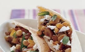Feta, Garbanzo Bean, and Eggplant Pita Sandwiches