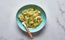 Fettuccine with Shredded Zucchini, Fresh Ricotta, and Lemon Zest