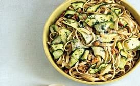 Fettuccine with Walnuts, Zucchini Ribbons, and Pecorino Romano