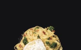 Fettucine Carbonara with Fried Eggs