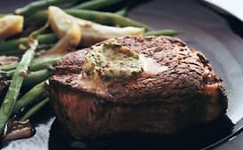 Filets Mignons with Spiced Butter, Glazed Artichokes, and Haricots Verts