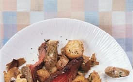 Flank Steak with Artichoke-Potato Hash and Aleppo-Pepper Aioli