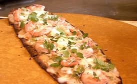 Flatbread with Shrimp and White Bean Hummus