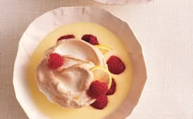 Floating Islands with Lemon-Scented Custard Sauce and Raspberries