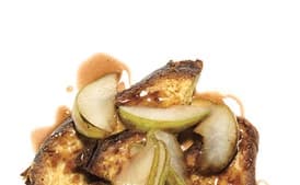 French Toast with Pears and Pomegranate Sauce