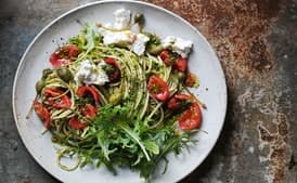 Fresh Tomato, Kale, and Caper Berry Pasta