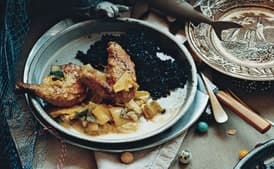 Fricassee of Game Hen with Creamy Leeks and Vadoum