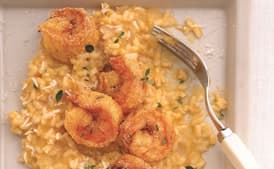 Fried Cornmeal Shrimp with Butternut Squash Risotto