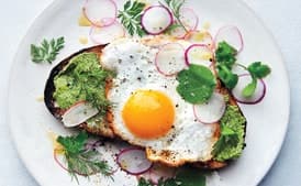 Fried Egg on Toast with Salted Herb Butter and Radishes