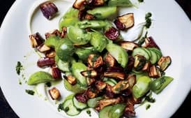 Fried Eggplant, Tomato, and Cucumber Salad