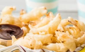 Fried Onion Dippers with Balsamic Ketchup