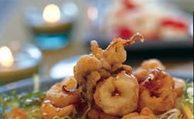 Fried Squid, Papaya, and Frisée Salad with Spicy-Sour Dressing