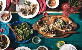 Fried Trout with Sweet Pork and Green Mango Salad