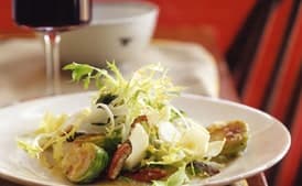 Frisée and Endive Salad with Warm Brussels Sprouts and Toasted Pecans