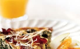 Frittata with Bacon, Fresh Ricotta, and Greens