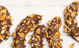 Frozen Chocolate-Dipped Bananas with Peanut Brittle