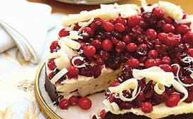 Frozen Grand Marnier Torte with Dark Chocolate Crust and Spiced Cranberries