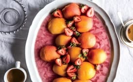 Frozen Peaches With Strawberries and Mint