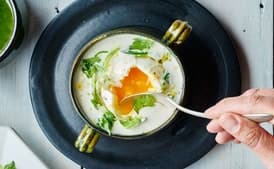 Garlic Soup With Potatoes and Poached Eggs