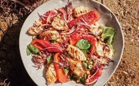 Garlicky Grilled Squid with Marinated Peppers