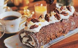 Ginger-Pecan Roulade with Honey-Glazed Pecans