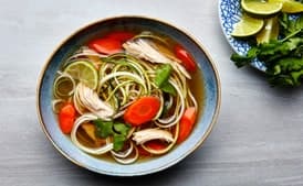 Gingery Chicken Soup with Zucchini “Noodles”