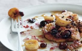 Gluten-Free Blueberry Pancakes with Caramelized Bananas
