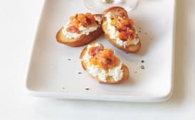 Goat Cheese Crostini with Blood Orange and Black Pepper Marmalade
