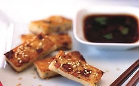 Golden Crisp Daikon Cake with Spicy Herb Soy Sauce