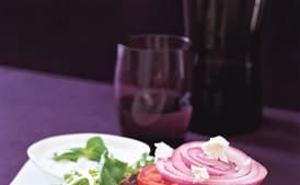 Greek Burger with Arugula, Tomatoes, and Feta