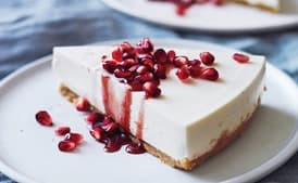 Greek Yogurt Cheesecake with Pomegranate Syrup