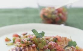 Grilled Bass with Green Tomato and Watermelon Salsa