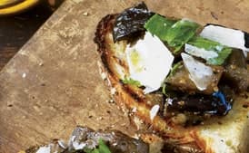Grilled Bread with Eggplant & Basil
