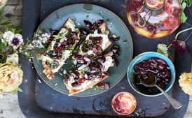 Charred Bread with Ricotta and Cherry Salsa